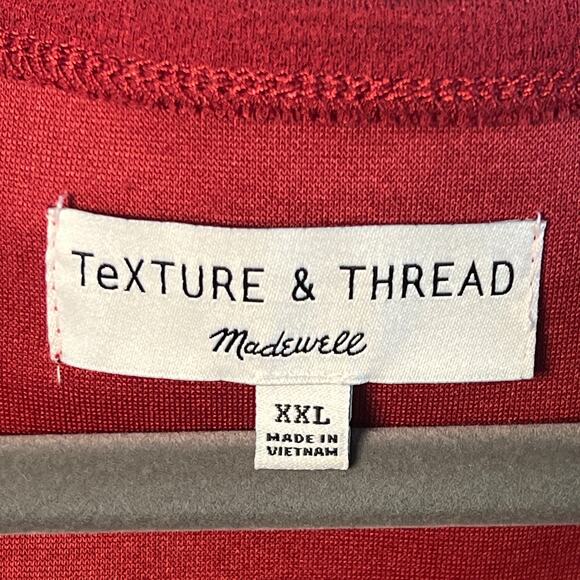 Madewell Texture and Thread Faux Wrap Top in Cranberry Color Size XXL - Picture 3 of 7